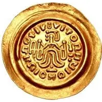 1 Tremissis In the name of Maurice Tiberius, Victory with crude face and draped hair, flowing tassels