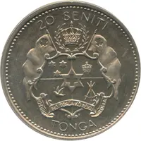 20 Seniti - Taufa'ahau Tupou IV Coronation - countermarked