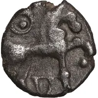 Obol with helmeted head and horse