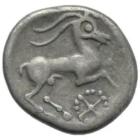 Silver Drachm with goat and rowel