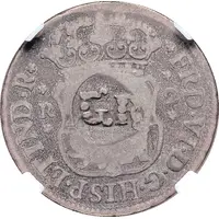 1 Shilling 8 Pence - George II FRD VI D G HISP ET IND R, Lima mint, countermarked