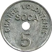 5 Francs - SOCA Chaine volontaire Strasbourg