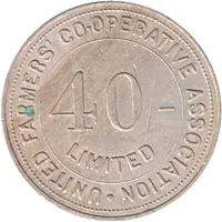 Token - United Farmers' Co-operative Association 40/- Check Piece