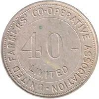 Token - United Farmers' Co-operative Association 40/- Check Piece