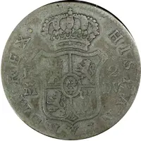 2 Reales Countermark on Spain - Madrid 2 Reales KM# 412.1