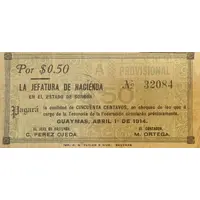 50 Centavos La Jefatura de Hacienda en el Estado de Sonora