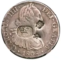 6 Shillings 1 Penny - George III CAROLUS IIII DEI GRATIA, countermarked on Mexico 8 reales