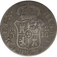 2 Reales Countermark on Spanish - Madrid 2 Reales, KM#474.3