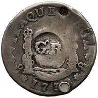 1 Shilling 8 Pence - George II PHILIP V D G HISPAN ET IND REX, Mexico City, countermarked