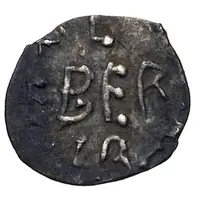 Light argenteus at christogram - Childebert I Marseille mint