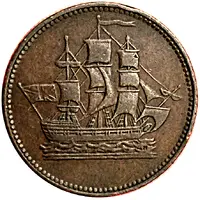 1/2 Penny Ships, colonies and commerce - round knob ampersand
