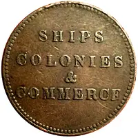 1/2 Penny Ships, colonies and commerce - round knob ampersand