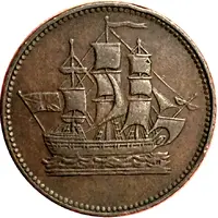 1/2 Penny Ships colonies and commerce - club knob ampersand