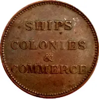 1/2 Penny Ships colonies and commerce - club knob ampersand