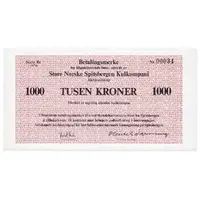 1000 Kroner Great Norwegian Spitsbergen Coal Company