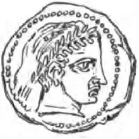 Silver 5 Asses Male head, X within two circles