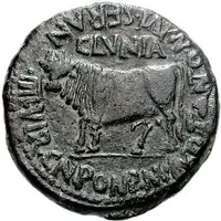 As - Tiberius CN POMP M AVO T ANTO M IVL SERAN IIIIVIR CLVNIA