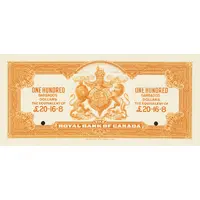 100 Dollars / 20 Pounds 16 Shillings 8 Pence