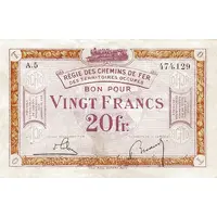 20 Francs Régie des Chemin de Fer en Territoires Occupés