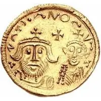 1 Solidus In the name of Heraclius and Heraclius Constantine, Cross with flat ends, sinking busts