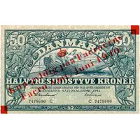 50 Kroner Heilmann type I and III, overprint