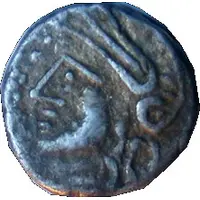 Quinarius with delta and half rowel KALETEDOY