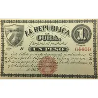 1 Peso 1869 Issue La Republica de Cuba