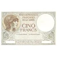 5 Francs - Mines Domaniales de la Sarre type 1920