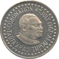 50 Seniti - Taufa'ahau Tupou IV Coronation - countermarked