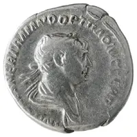 Denarius - Trajan P M TR P COS VI P P S P Q R, Genius