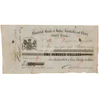 100 Dollars Chartered Bank of India, Australia and China - Post Bill