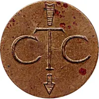 Telephone Token - CTC arrow down, large type, 6 and 9 round