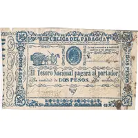 2 Pesos Tesoro Nacional - Blue type