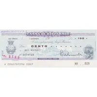 100 Lire Small cheque