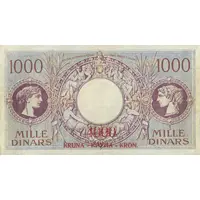 4000 Kruna overprint on 1000 Dinara