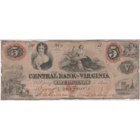 5 Dollars Central Bank of Virginia