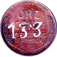 1 Cent USA United Fruit Countermark