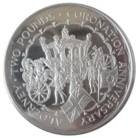 2 Pounds - Elizabeth II Coronation Jubilee, Silver Piedfort