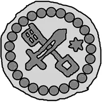 Denier Bracteate - Anonymous Sword right, key left and down, star left, square ring