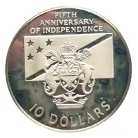 10 Dollars - Elizabeth II 5th Anniversary of Independence