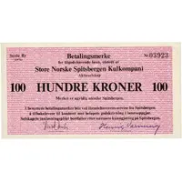 100 Kroner Great Norwegian Spitsbergen Coal Company
