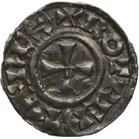 Denier - Robert II Sainte-Marie du Puy mint, monogram XPS