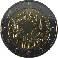 2 Euros 30 Years of European Union Flag