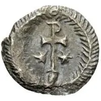 1/4 Siliqua In the name of Justinian I, With stars, helmet-hair