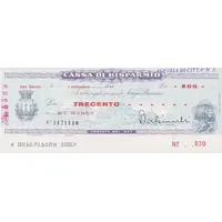 300 Lire Small cheque