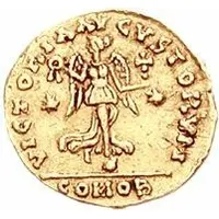 1 Tremissis In the name of Anastasius I, Two stars, Rome