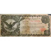 5 Pesos Obligación Provisional del Erario Federal