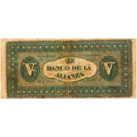 5 Pesos Banco de La Alianza