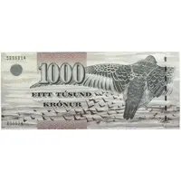 1000 Krónur Type 1, thin security thread